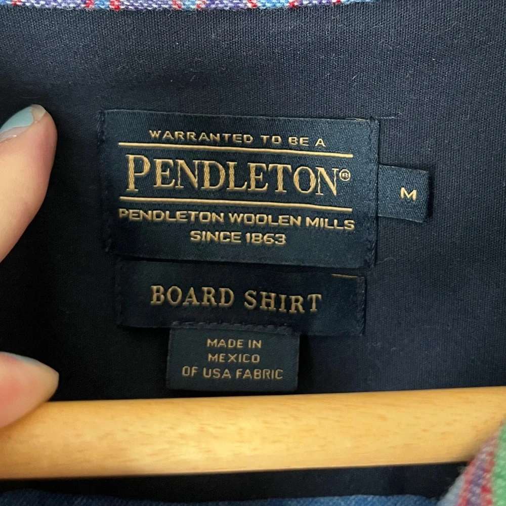 Pendleton Virgin Wool Board Shirt Men Medium Long Sleeve Button Down Striped - Picture 3 of 6